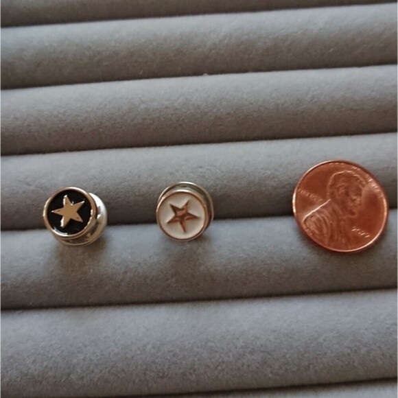 Black and white Star in circle brooch/pins - Picture 2 of 4